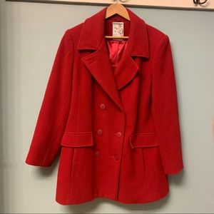 Women’s Red Wool Pea Coat | Size 12